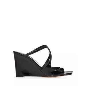 Jimmy Choo Anise 85 black Wedge Heel Slide Sandals Size 37